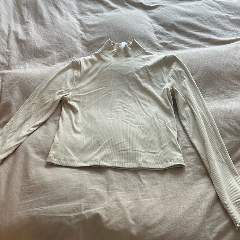 Outdoor Voice Bone Ribbed Mock Neck